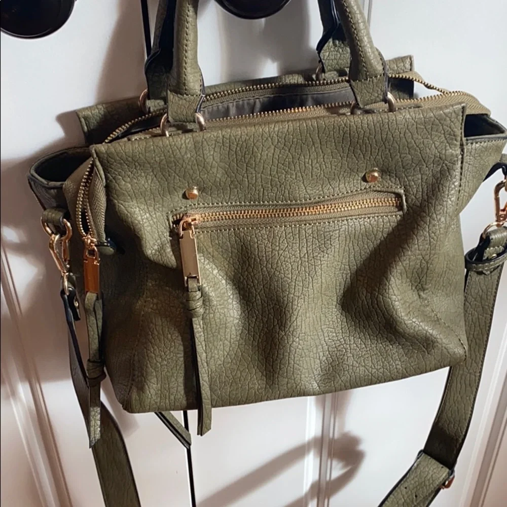 Free People Olive Green Structured Satchel Bag